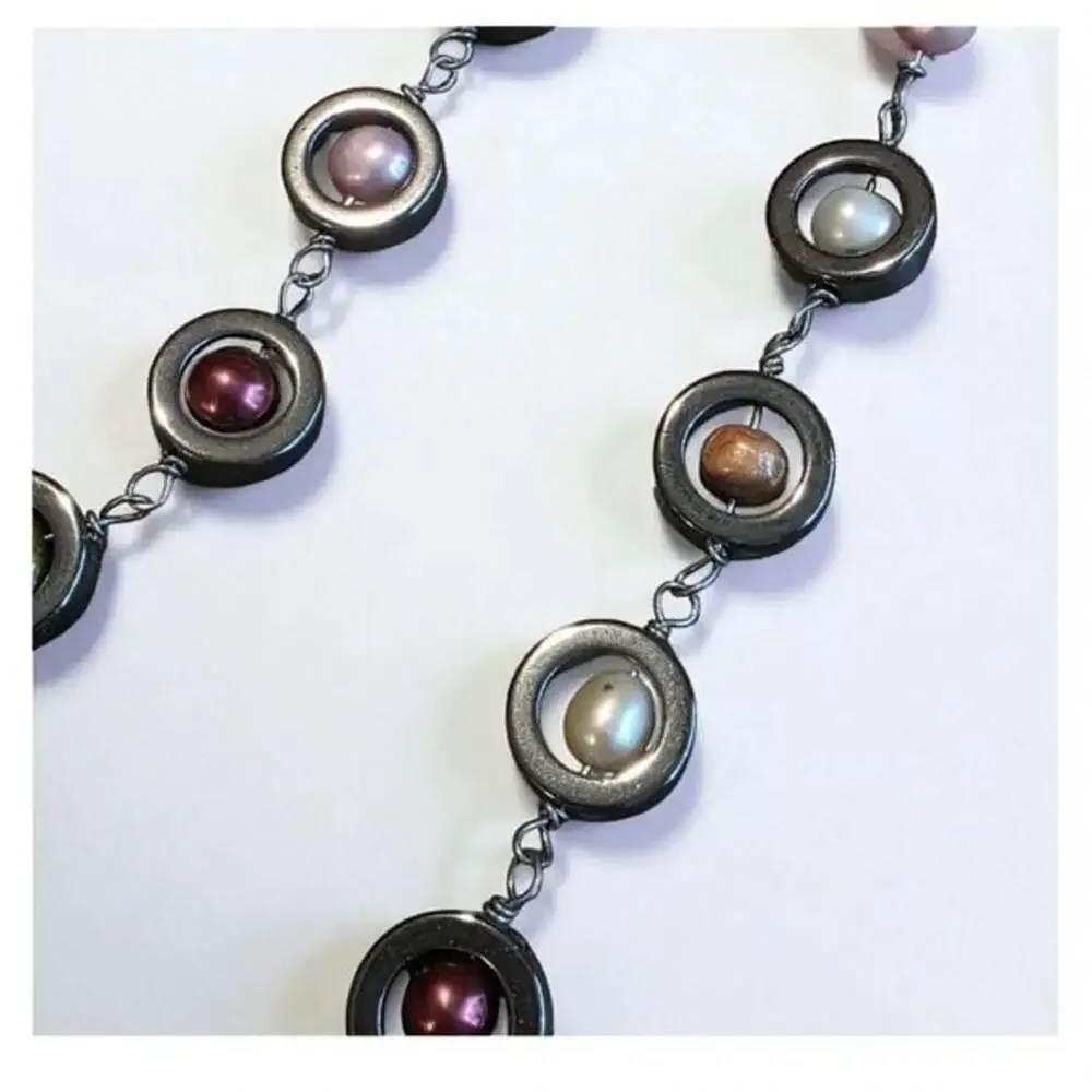 Multicolored Pearl Station Necklace